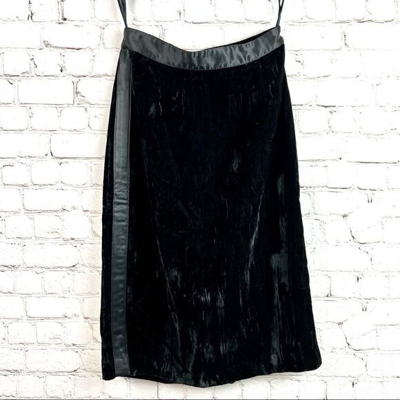 Vintage 80s Morgan TaylorCrushed Velvet Tuxedo Striped Pencil Skirt - Picture 1 of 10